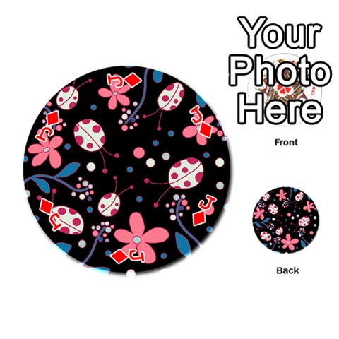 Jack Pink ladybugs and flowers  Playing Cards 54 (Round)  from ArtsNow.com Front - DiamondJ