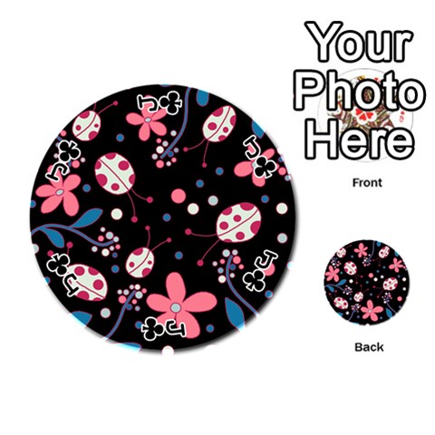 Jack Pink ladybugs and flowers  Playing Cards 54 (Round)  from ArtsNow.com Front - ClubJ