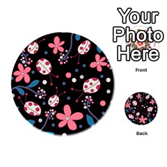 Pink ladybugs and flowers  Playing Cards 54 (Round)  from ArtsNow.com Back