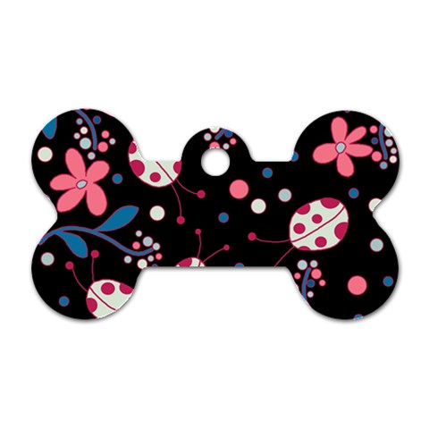 Pink ladybugs and flowers  Dog Tag Bone (Two Sides) from ArtsNow.com Front