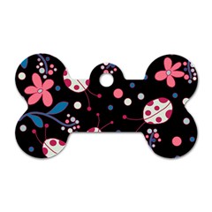 Pink ladybugs and flowers  Dog Tag Bone (Two Sides) from ArtsNow.com Back