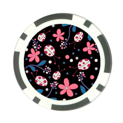 Pink ladybugs and flowers  Poker Chip Card Guards from ArtsNow.com Back