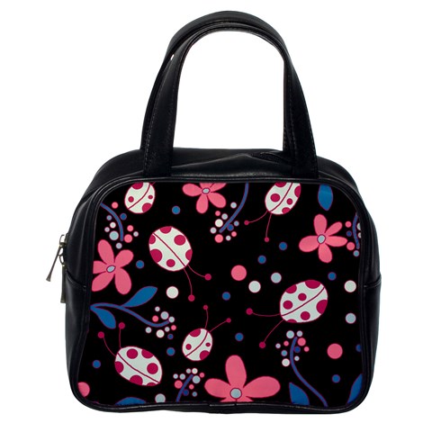 Pink ladybugs and flowers  Classic Handbags (One Side) from ArtsNow.com Front