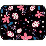 Pink ladybugs and flowers  Fleece Blanket (Mini)