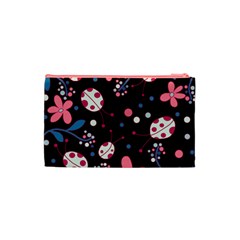 Pink ladybugs and flowers  Cosmetic Bag (Small)  from ArtsNow.com Back