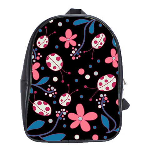 Pink ladybugs and flowers  School Bags(Large)  from ArtsNow.com Front