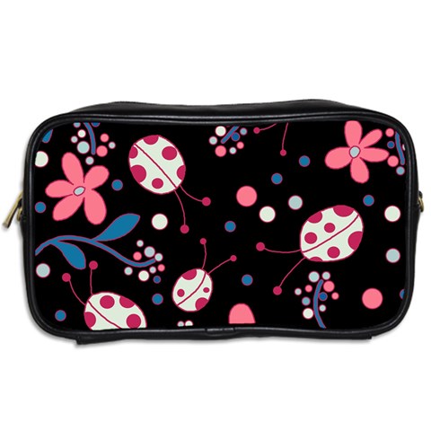 Pink ladybugs and flowers  Toiletries Bags 2 Back