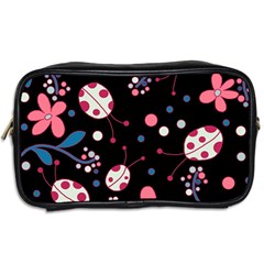 Pink ladybugs and flowers  Toiletries Bags 2 Back