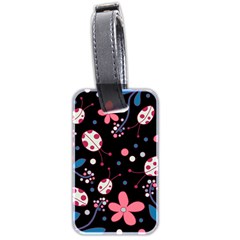 Pink ladybugs and flowers  Luggage Tags (Two Sides) from ArtsNow.com Back