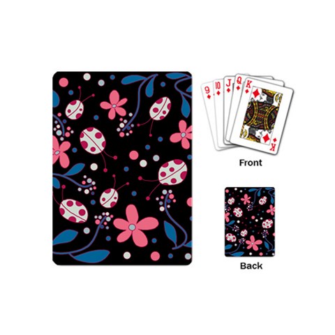 Pink ladybugs and flowers  Playing Cards (Mini)  from ArtsNow.com Back