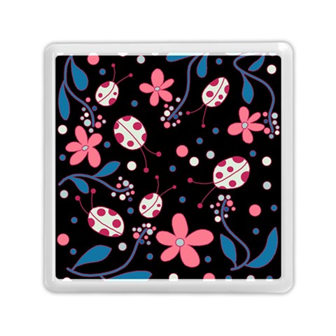 Pink ladybugs and flowers  Memory Card Reader (Square)  from ArtsNow.com Front