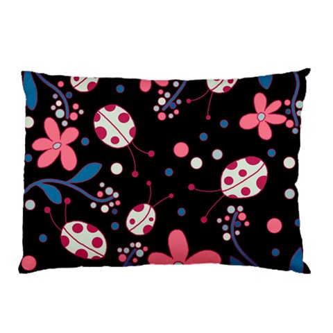 Pink ladybugs and flowers  Pillow Case (Two Sides) from ArtsNow.com Front