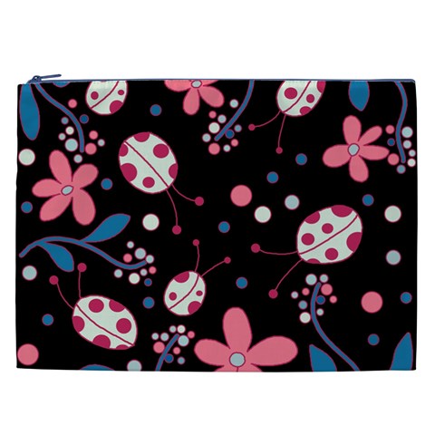 Pink ladybugs and flowers  Cosmetic Bag (XXL)  from ArtsNow.com Front