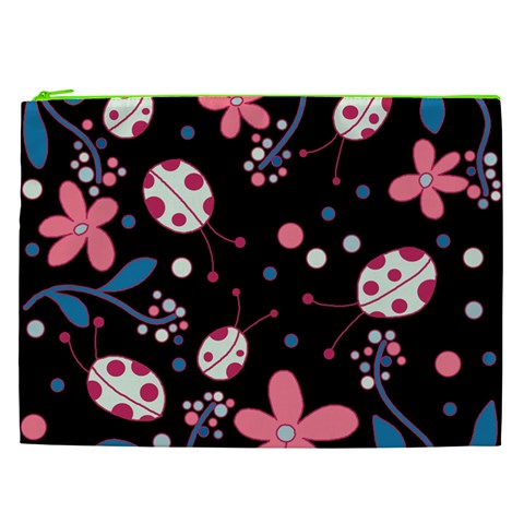 Pink ladybugs and flowers  Cosmetic Bag (XXL)  from ArtsNow.com Front