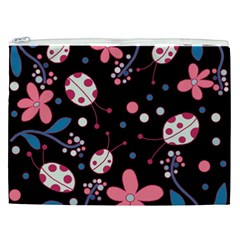 Pink ladybugs and flowers  Cosmetic Bag (XXL)  from ArtsNow.com Front