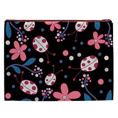 Pink ladybugs and flowers  Cosmetic Bag (XXL)  from ArtsNow.com Back