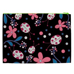 Pink ladybugs and flowers  Cosmetic Bag (XXL)  from ArtsNow.com Back