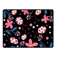 Pink ladybugs and flowers  Double Sided Fleece Blanket (Small)  from ArtsNow.com 45 x34  Blanket Front