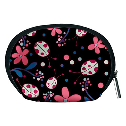 Pink ladybugs and flowers  Accessory Pouches (Medium)  from ArtsNow.com Back