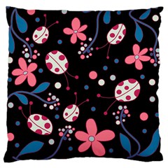 Pink ladybugs and flowers  Standard Flano Cushion Case (Two Sides) from ArtsNow.com Back