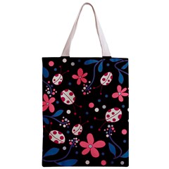 Pink ladybugs and flowers  Zipper Classic Tote Bag from ArtsNow.com Front