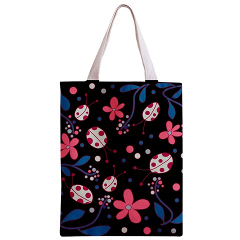 Pink ladybugs and flowers  Zipper Classic Tote Bag from ArtsNow.com Back