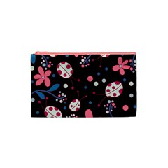 Pink ladybugs and flowers  Cosmetic Bag (XS) from ArtsNow.com Front