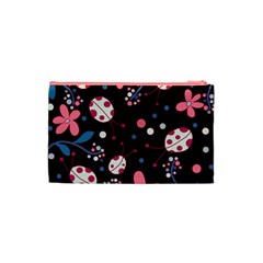 Pink ladybugs and flowers  Cosmetic Bag (XS) from ArtsNow.com Back