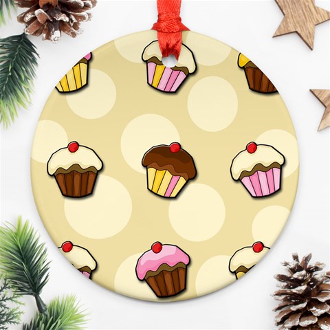 Colorful cupcakes pattern Ornament (Round)  from ArtsNow.com Front