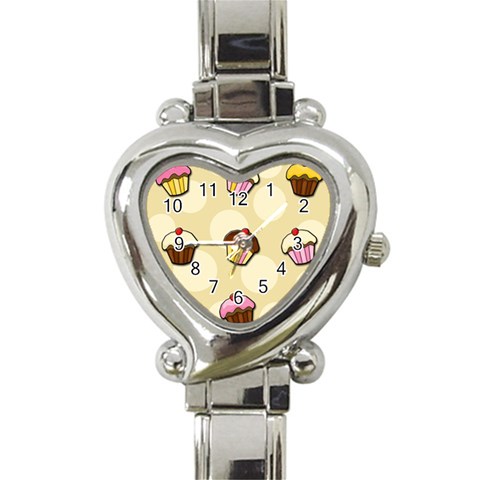 Colorful cupcakes pattern Heart Italian Charm Watch from ArtsNow.com Front