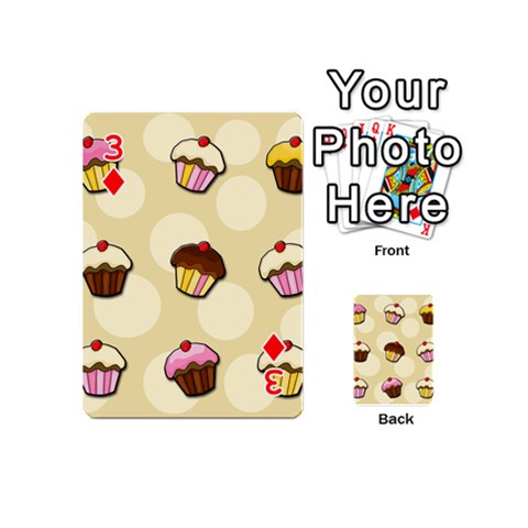 Colorful cupcakes pattern Playing Cards 54 (Mini)  from ArtsNow.com Front - Diamond3