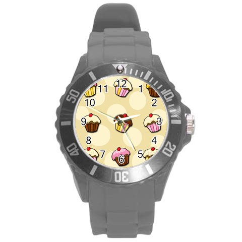 Colorful cupcakes pattern Round Plastic Sport Watch (L) from ArtsNow.com Front