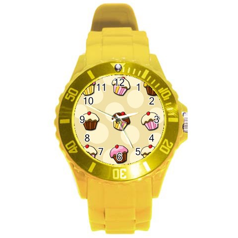 Colorful cupcakes pattern Round Plastic Sport Watch (L) from ArtsNow.com Front