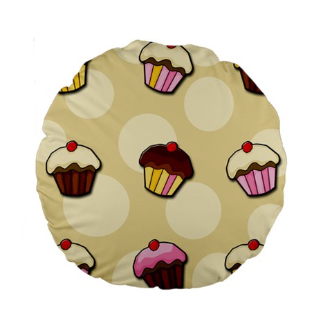 Colorful cupcakes pattern Standard 15  Premium Round Cushions from ArtsNow.com Front