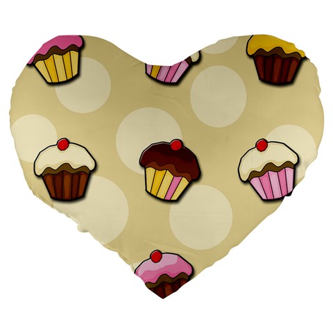 Colorful cupcakes pattern Large 19  Premium Heart Shape Cushions from ArtsNow.com Back