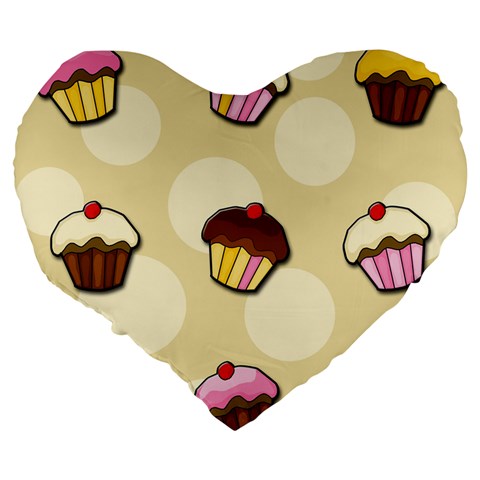 Colorful cupcakes pattern Large 19  Premium Flano Heart Shape Cushions from ArtsNow.com Back