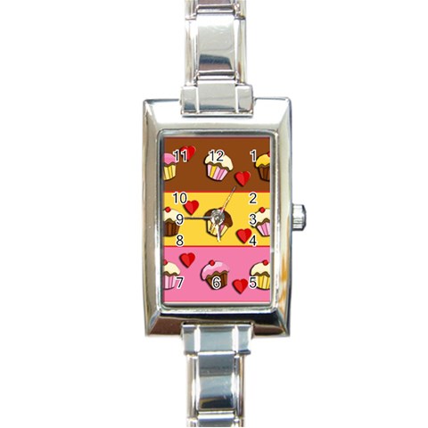 Love cupcakes Rectangle Italian Charm Watch from ArtsNow.com Front