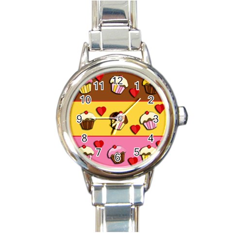 Love cupcakes Round Italian Charm Watch from ArtsNow.com Front