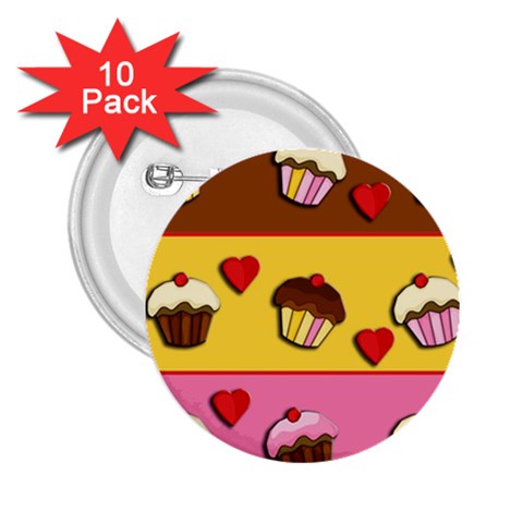 Love cupcakes 2.25  Buttons (10 pack)  from ArtsNow.com Front