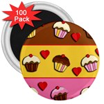 Love cupcakes 3  Magnets (100 pack)