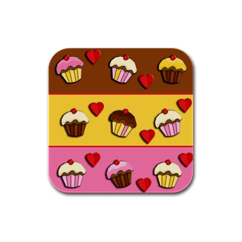 Love cupcakes Rubber Square Coaster (4 pack)  from ArtsNow.com Front