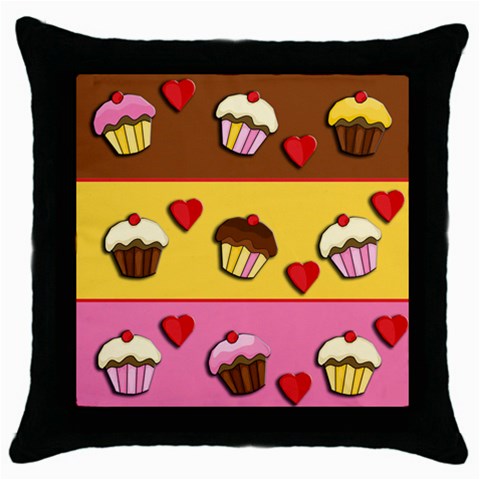 Love cupcakes Throw Pillow Case (Black) from ArtsNow.com Front