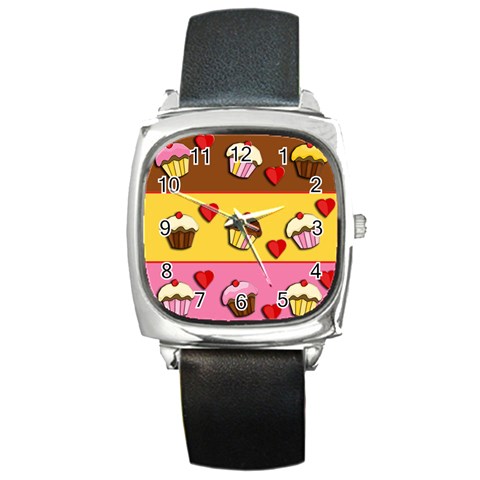 Love cupcakes Square Metal Watch from ArtsNow.com Front