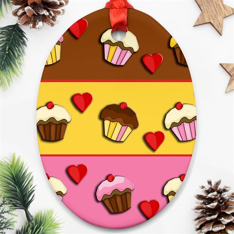 Love cupcakes Oval Ornament (Two Sides) from ArtsNow.com Front