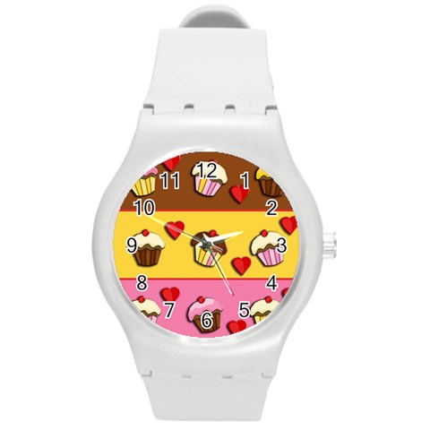 Love cupcakes Round Plastic Sport Watch (M) from ArtsNow.com Front