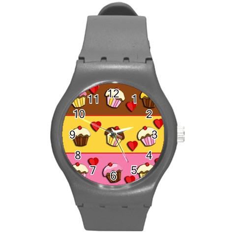 Love cupcakes Round Plastic Sport Watch (M) from ArtsNow.com Front