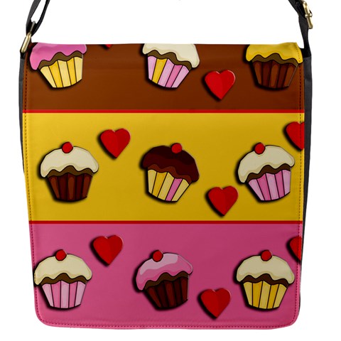 Love cupcakes Flap Messenger Bag (S) from ArtsNow.com Front