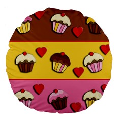 Love cupcakes Large 18  Premium Flano Round Cushions from ArtsNow.com Front