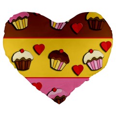 Love cupcakes Large 19  Premium Flano Heart Shape Cushions from ArtsNow.com Front