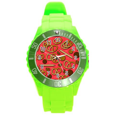 Bakery Round Plastic Sport Watch (L) from ArtsNow.com Front